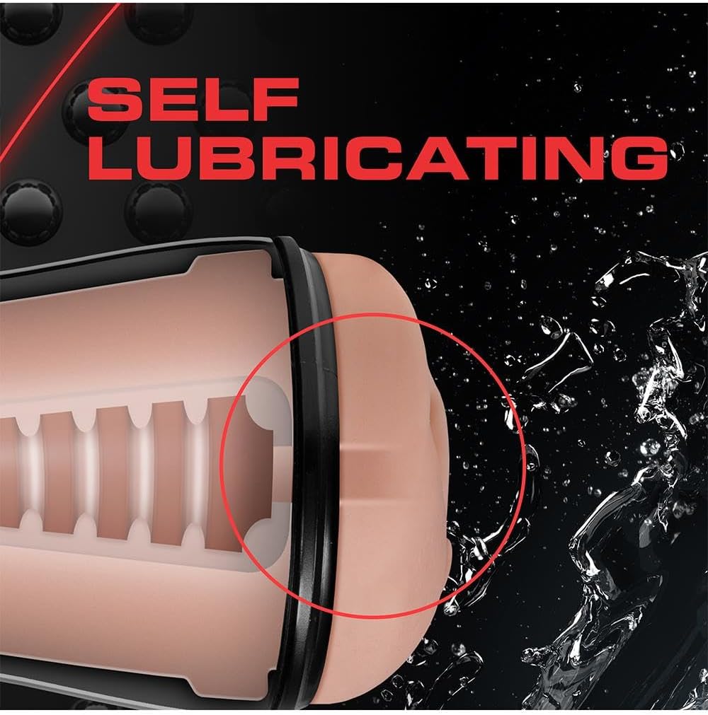 M for Men Soft & Wet Self Lubricating Masturbator Cup Ridge/Orb - Pussy - Vanilla
