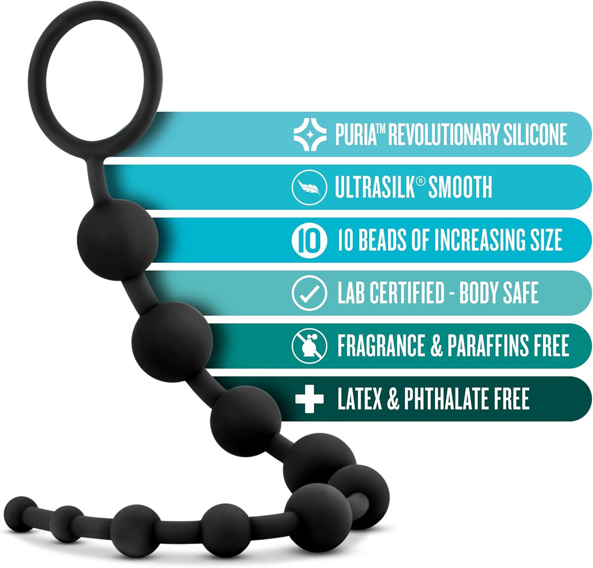 Anal Adventure Platinum Silicone 10 Anal Beads