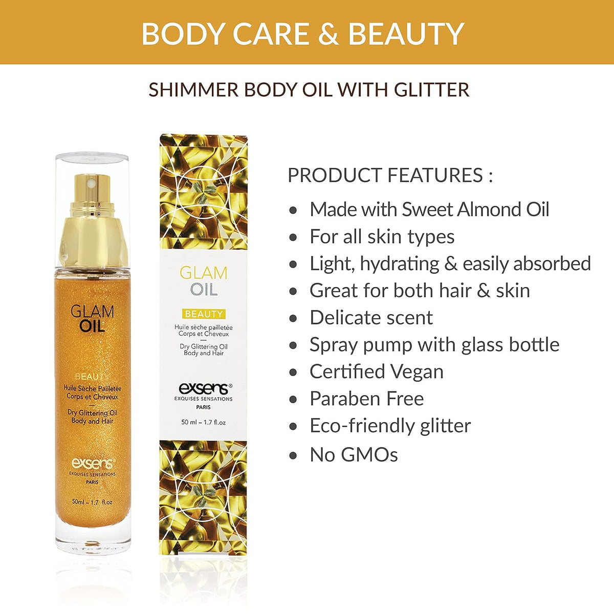 EXSENS of Paris Beauty Glam Oil w/Glitter