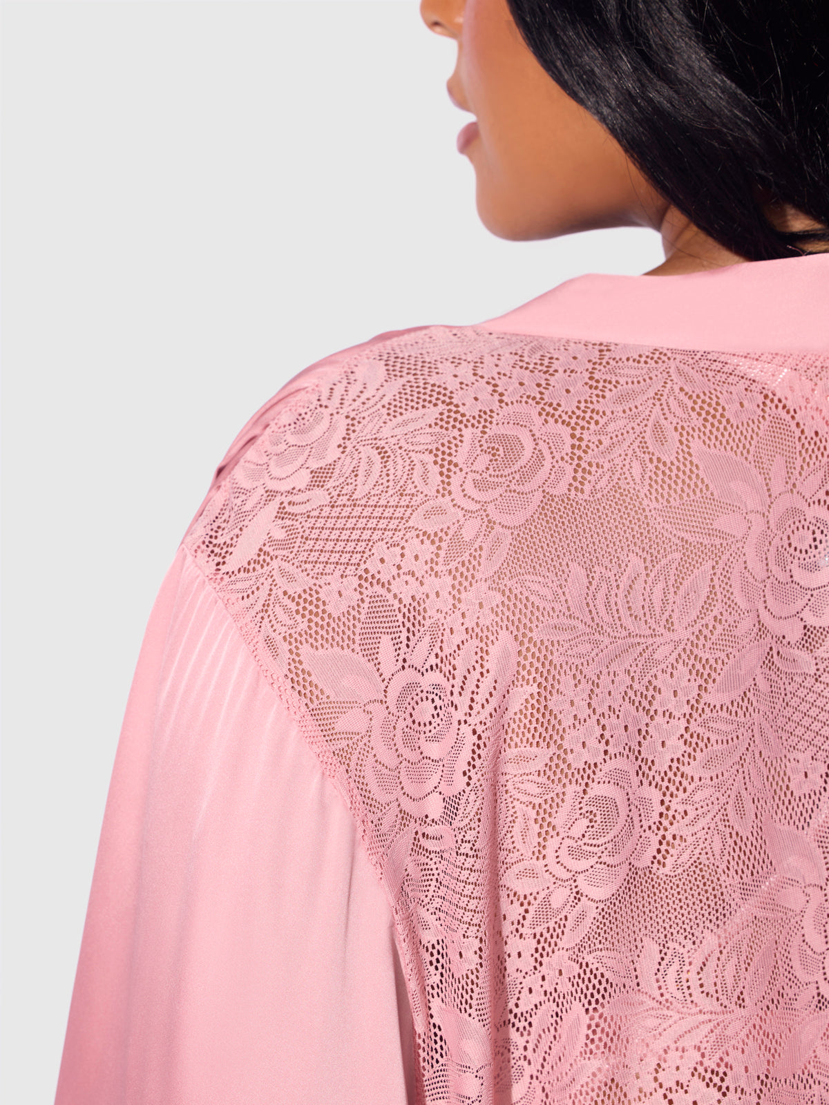 HELENA SATIN & LACE BACK SHORT ROBE