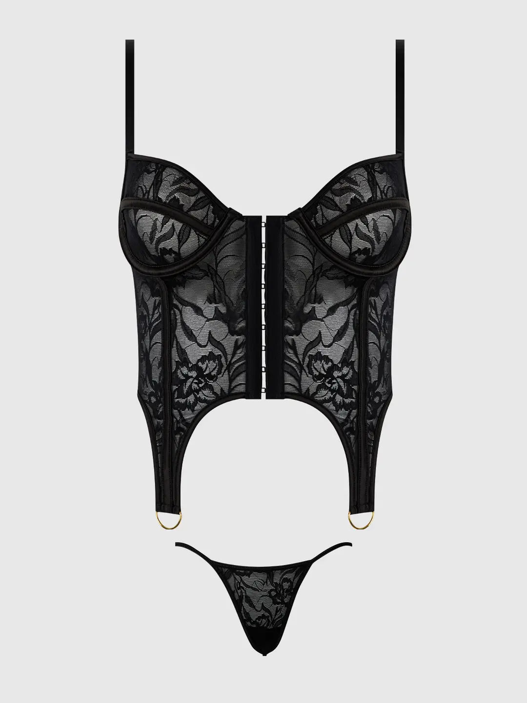 FLORA LACE BUSTIER & G-STRING SET