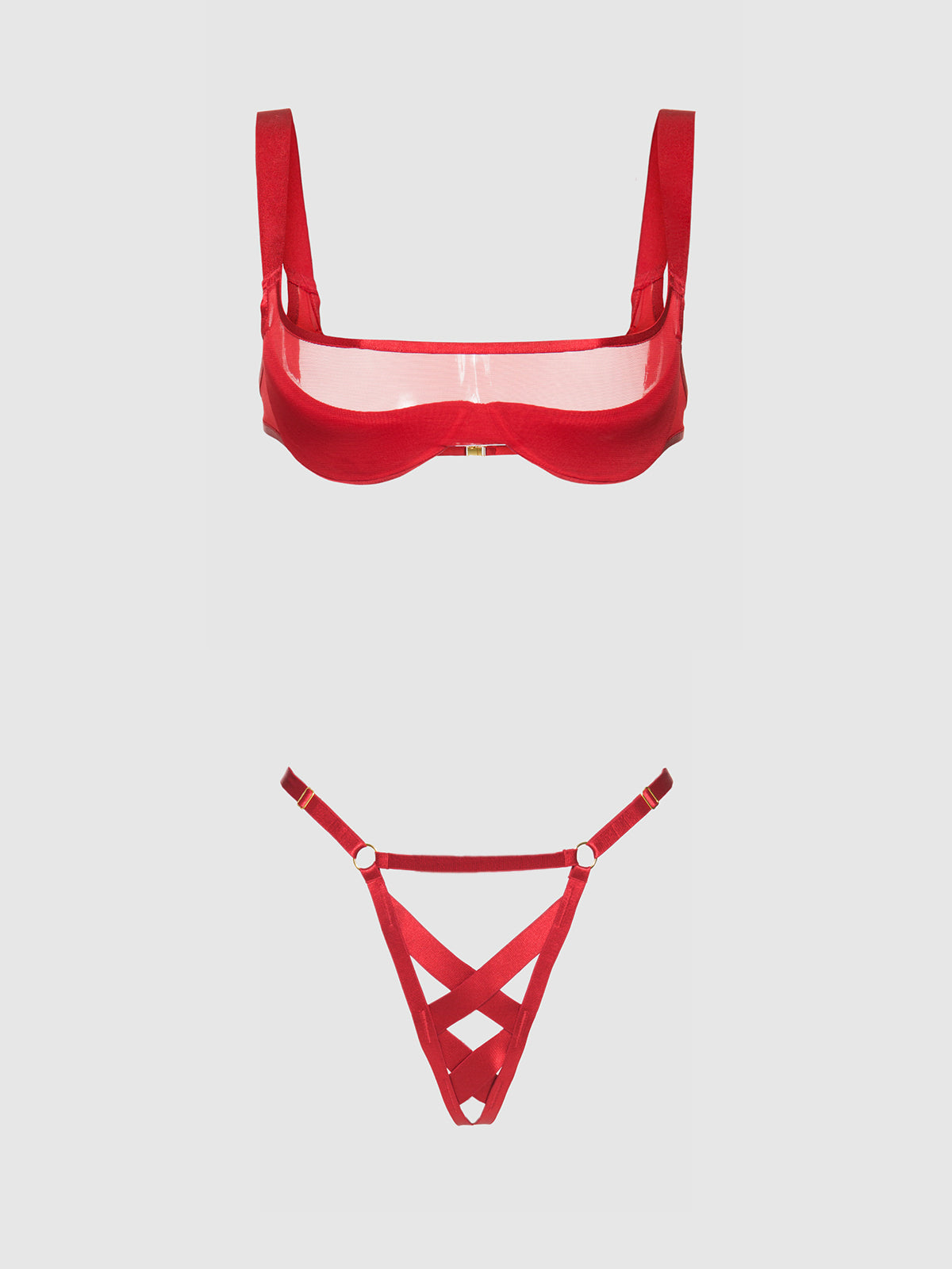 DEVON MESH LAYERED BRA & CRISS CROSS G-STRING
