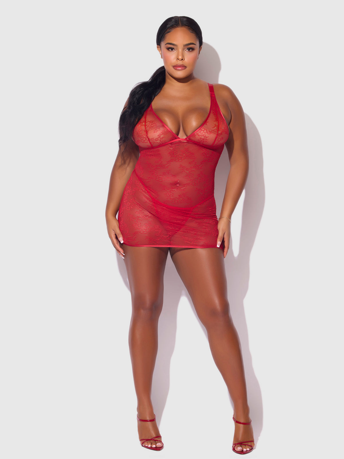 KIKI LACE STRAPPY & BACKLESS CHEMISE & G-STRING SET
