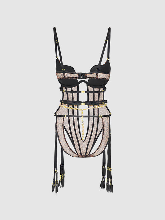 CHANTAL MESH PUSH-UP STRAPPY TEDDY