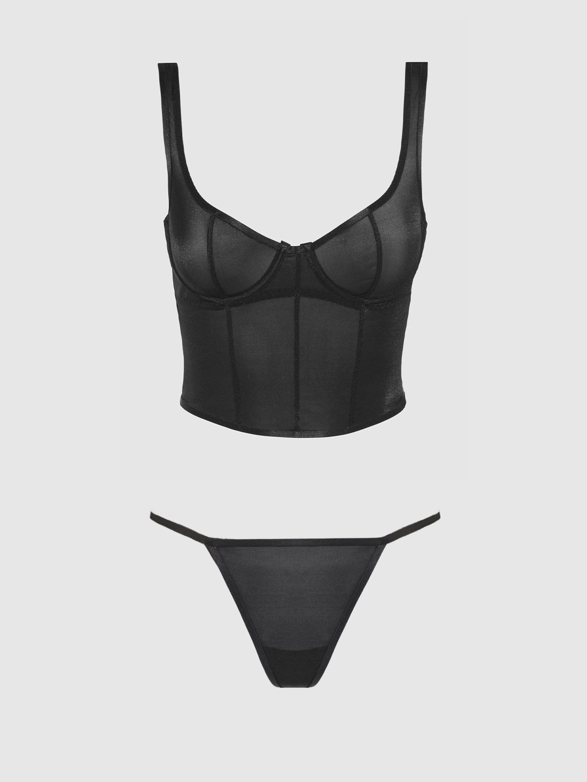 YVONE SHIMMER MESH BUSTIER & G-STRING SET