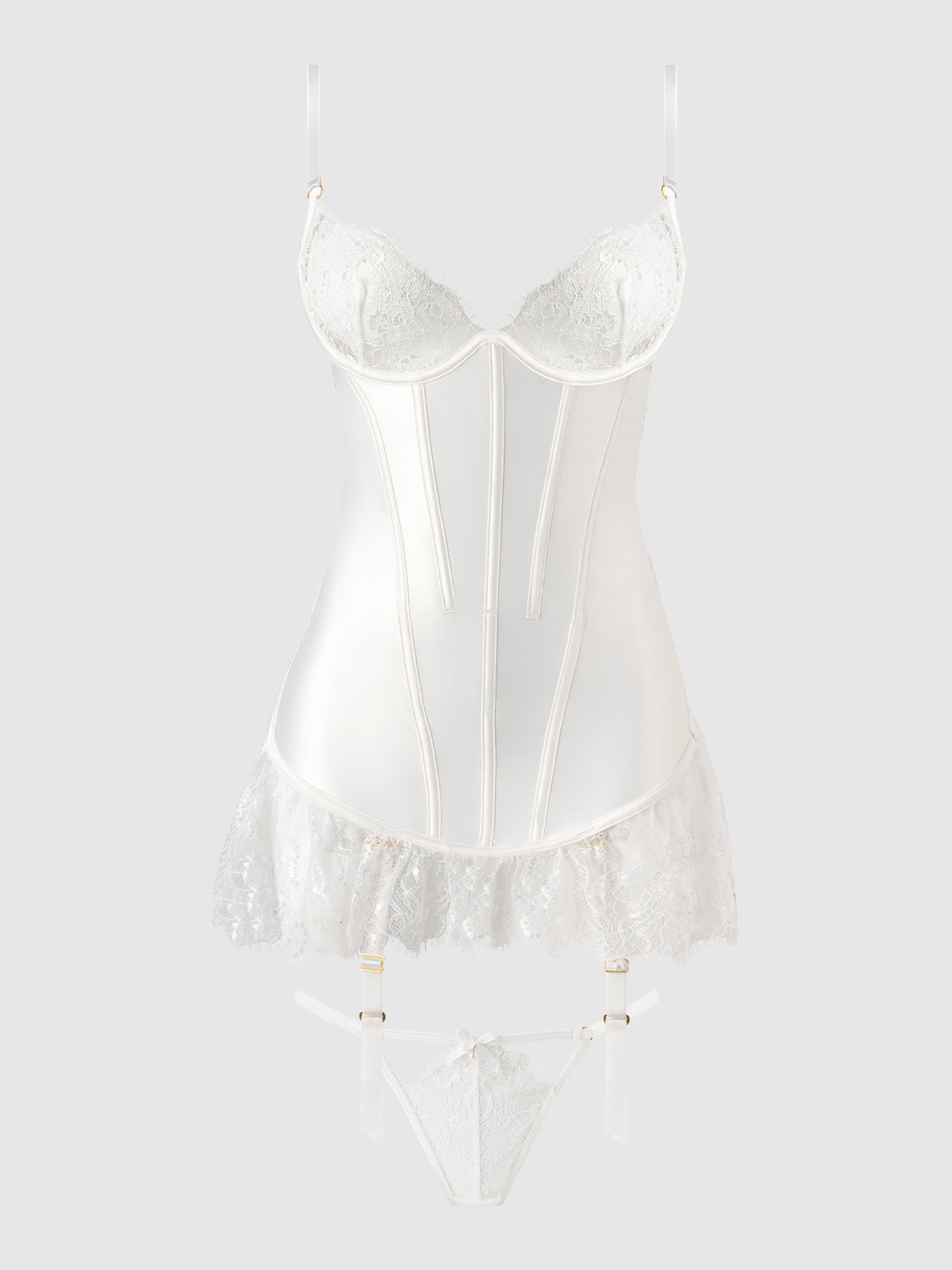 BRIDAL SATIN & LACE CHEMISE SET