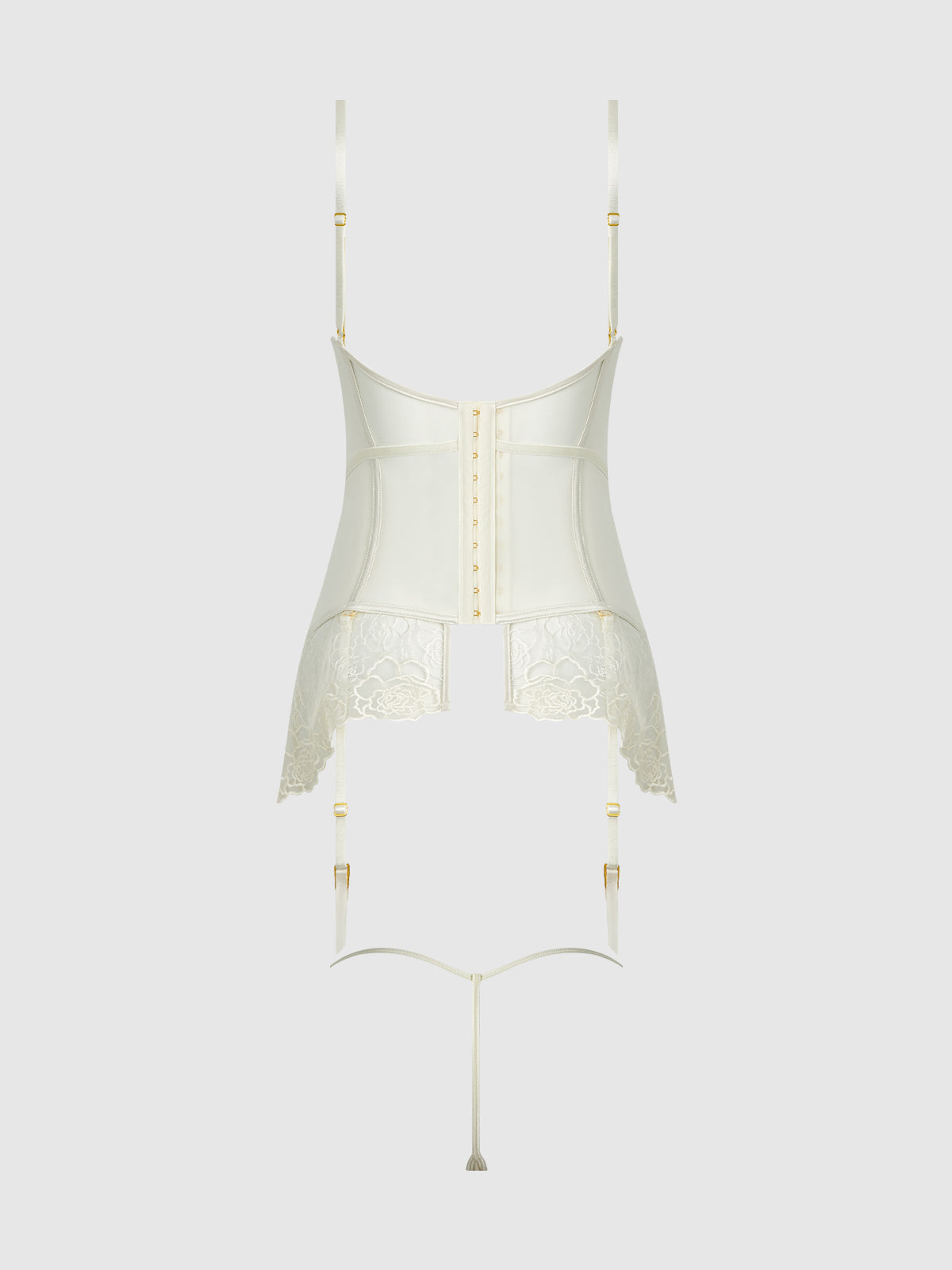 ROSALIE SATIN & EMBROIDERED LACE CHEMISE & G-STRING SET