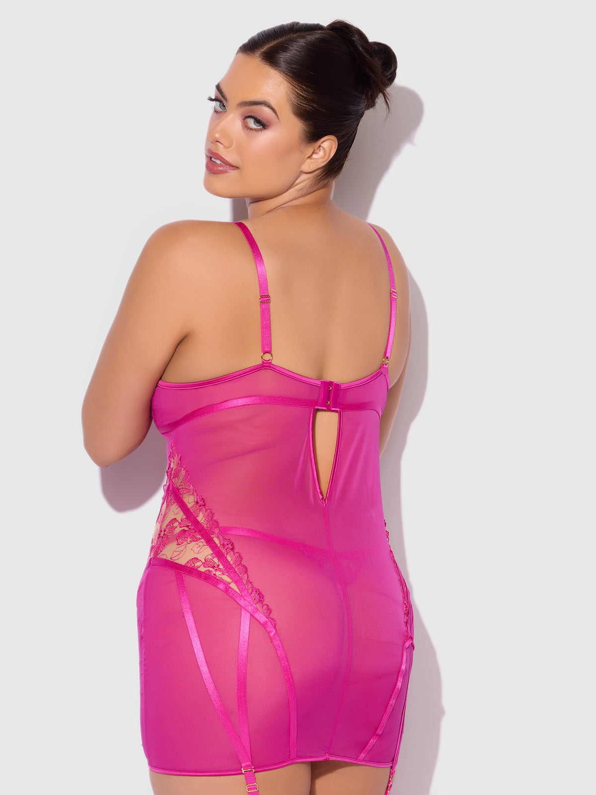 NOVA BLACKLIGHT LACE CHEMISE & THONG SET