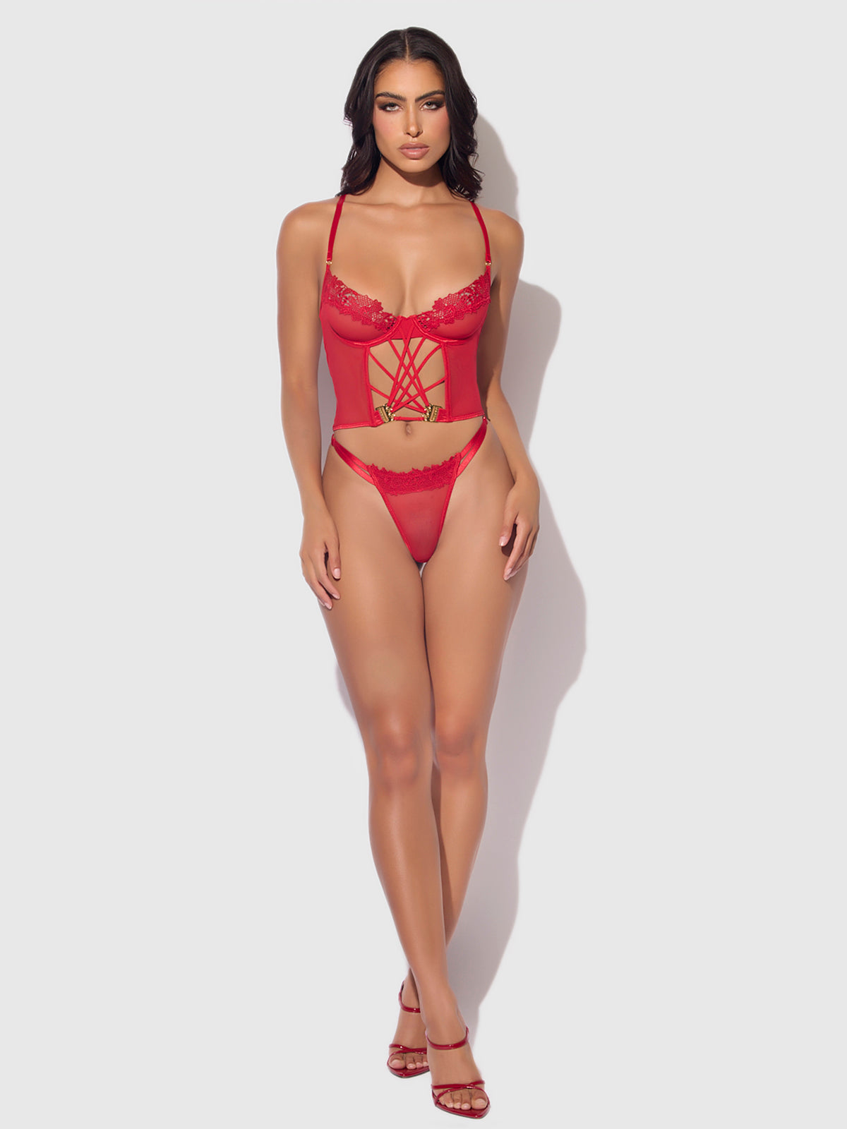 ASHLEY ALEXISS LACE BUSTIER & G-STRING SET