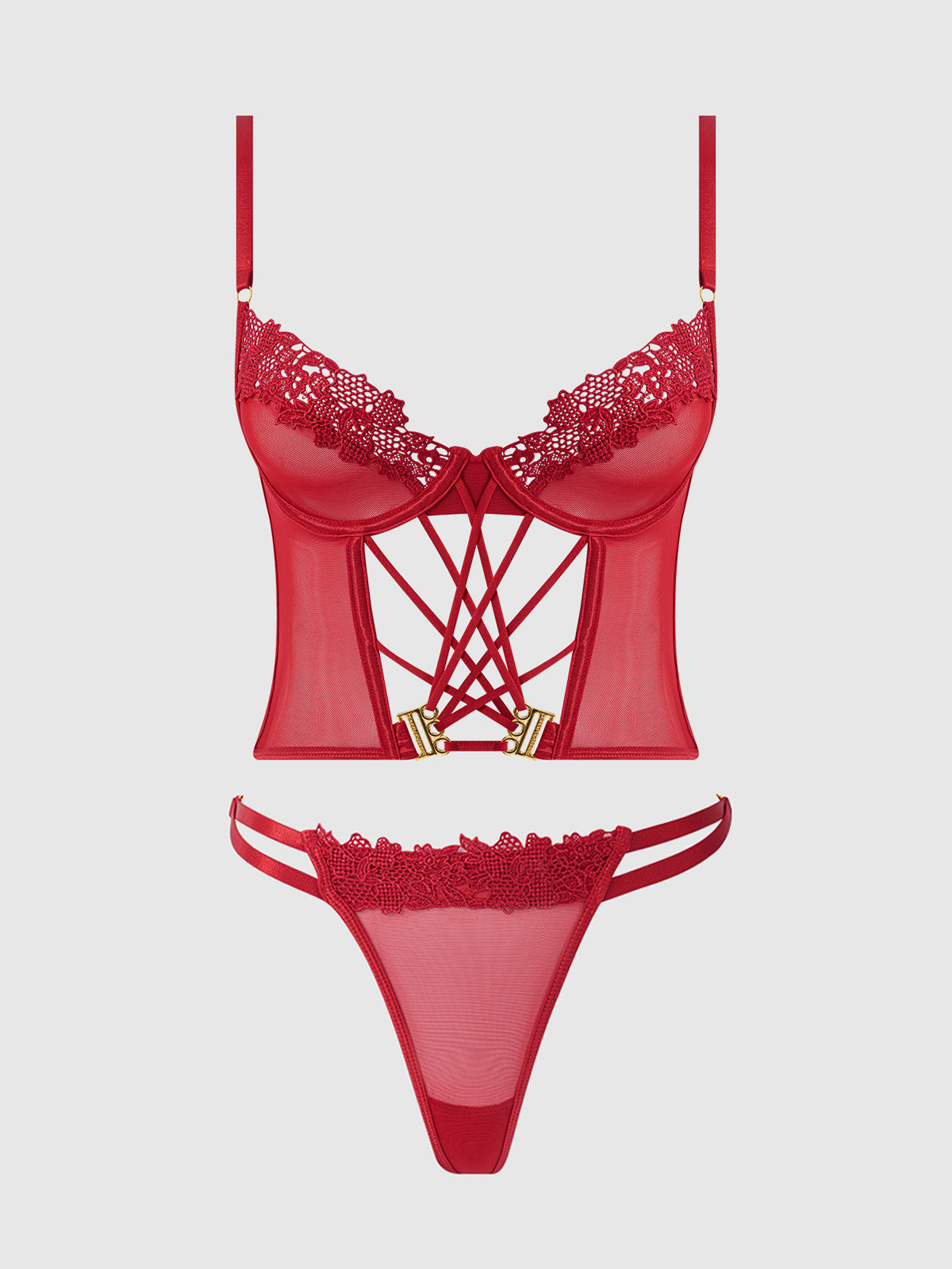ASHLEY ALEXISS LACE BUSTIER & G-STRING SET