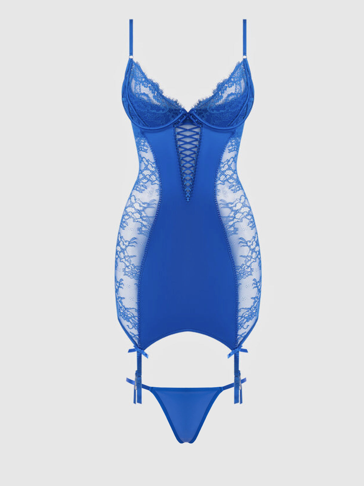 MADELINE SATIN & LACE CHEMISE & G-STRING SET