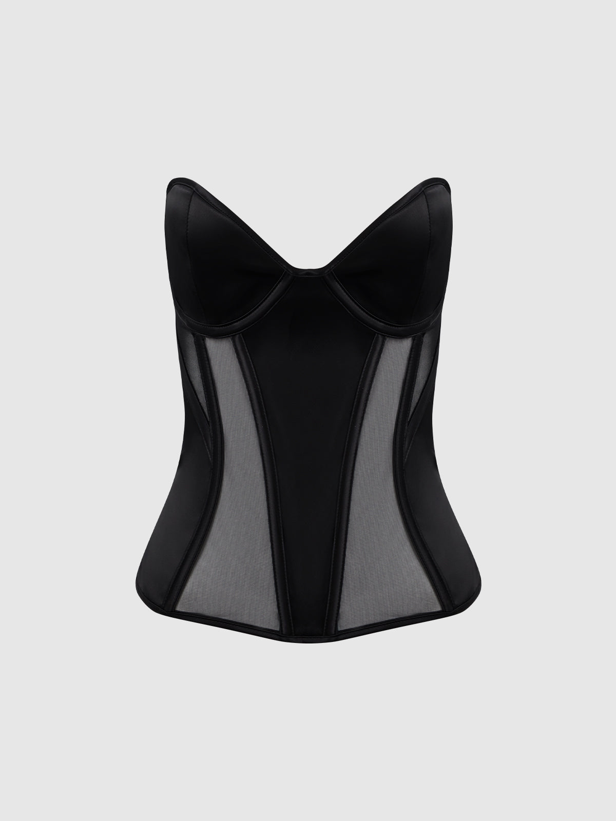 JULIET SATIN & MESH PLUNGE UNDERWIRE CORSET