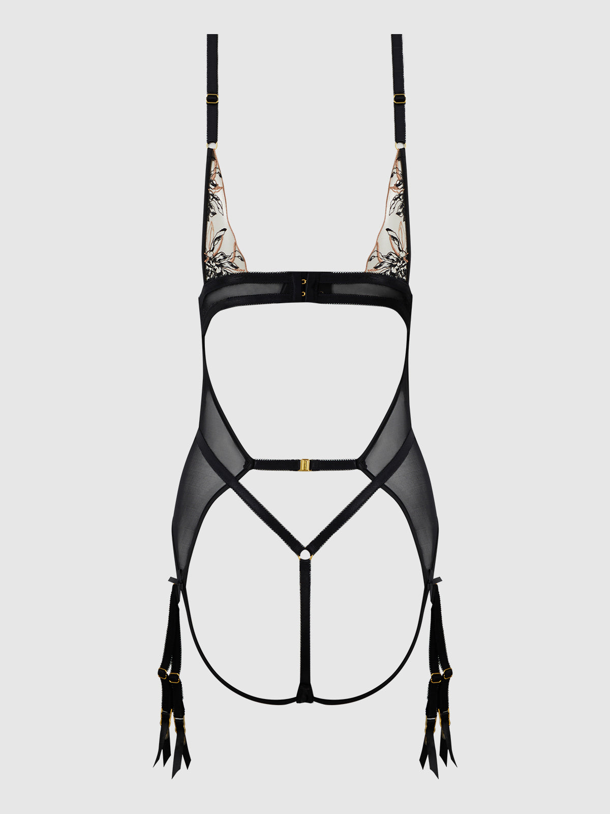 DELILAH EMBROIDERED OPEN BACK TEDDY