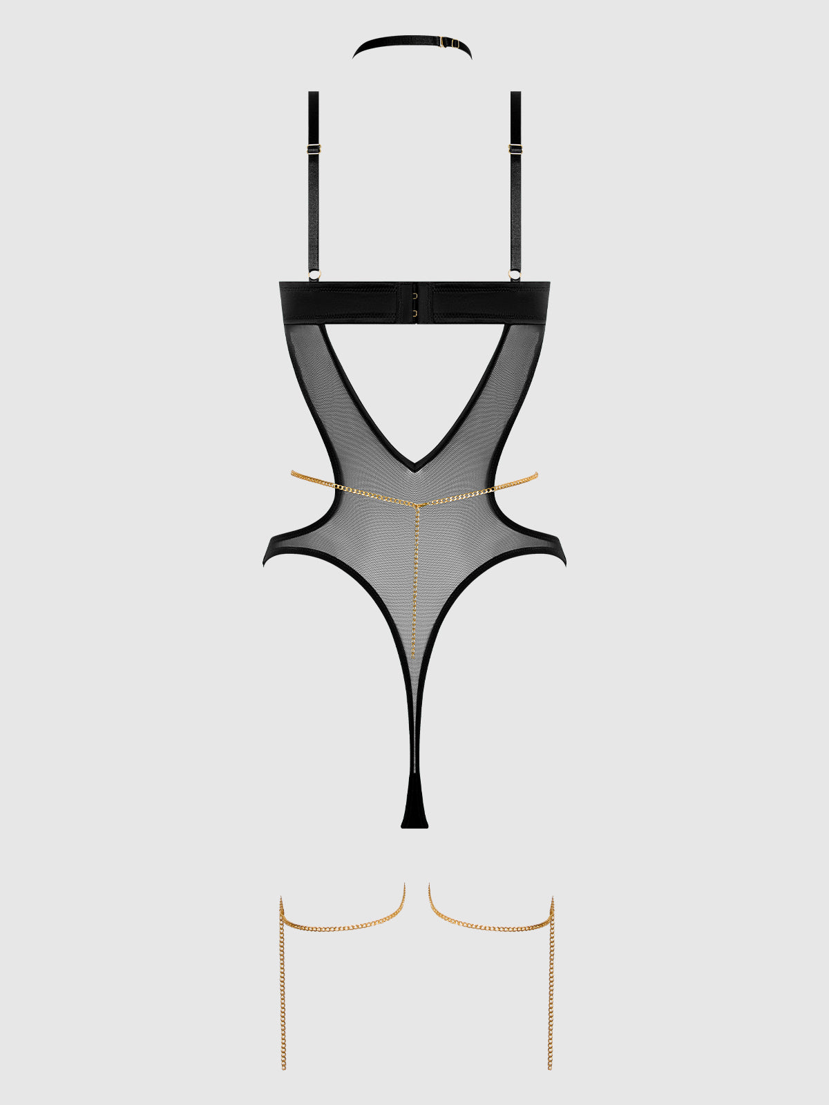 EVANGELINE SATIN & CHAIN HALTER TEDDY