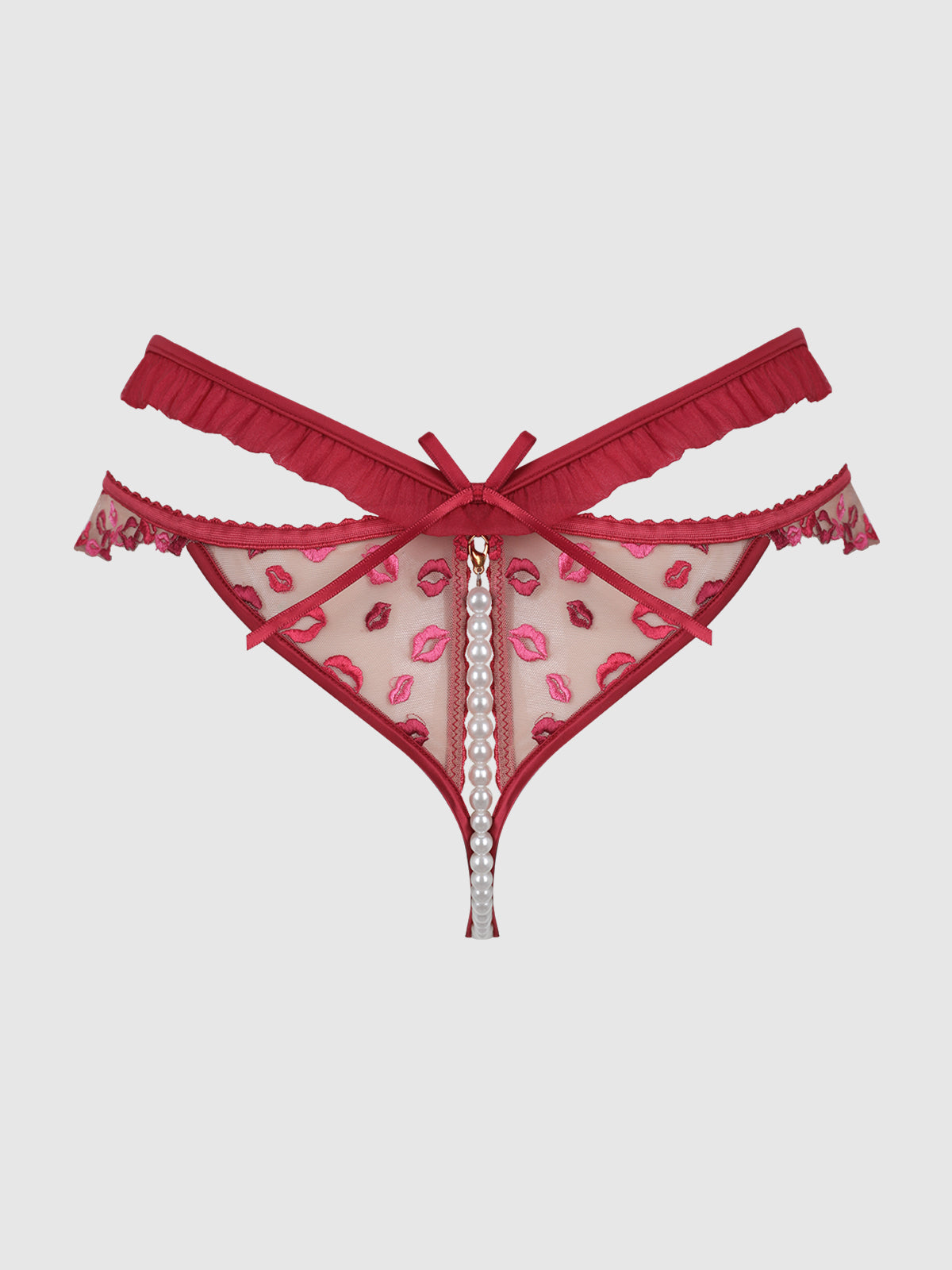 ANGELINA LIPS EMBROIDERY PEARL & CROTCHLESS BIKINI