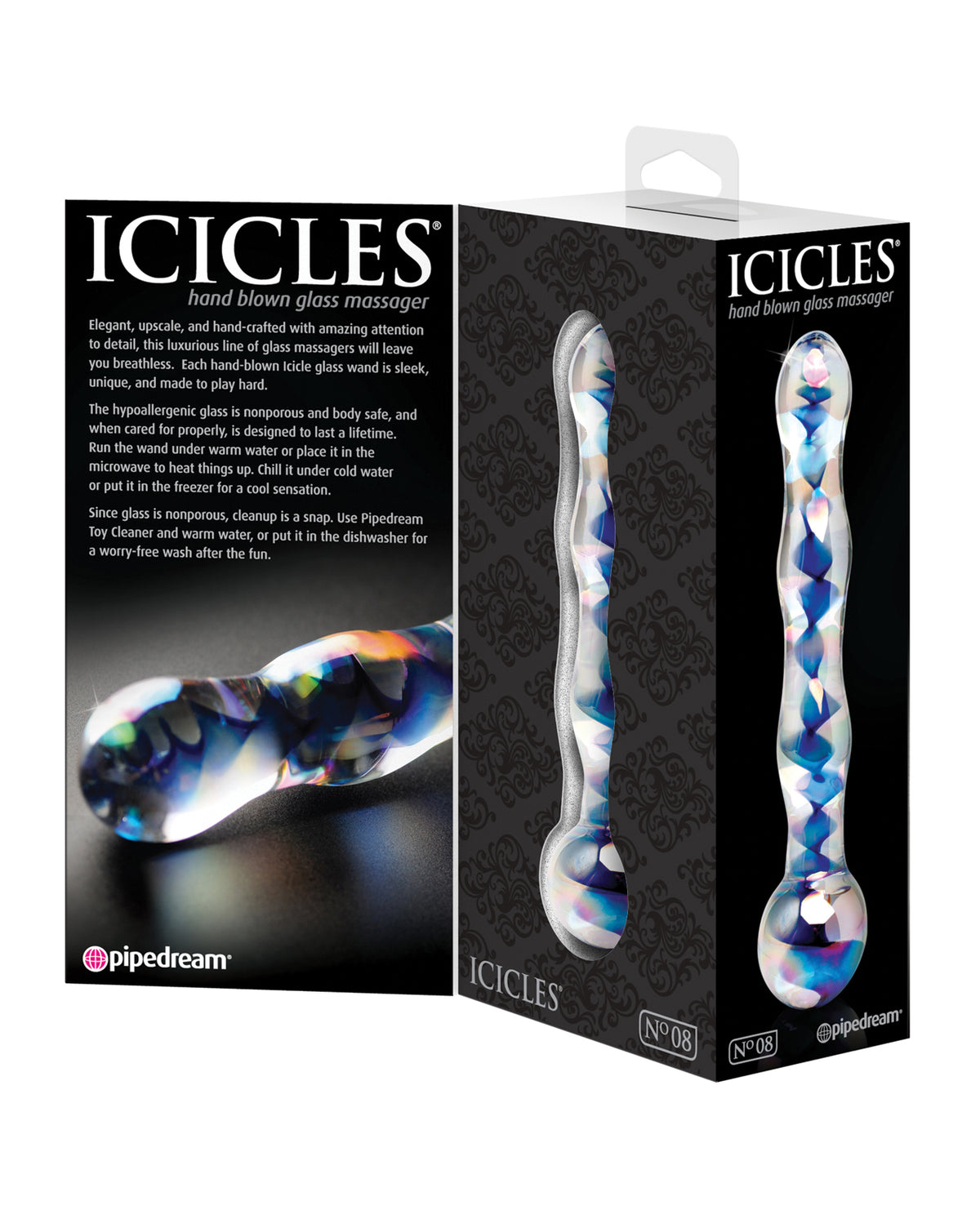 Icicles No.8-Blue Swirl 7" Dildo
