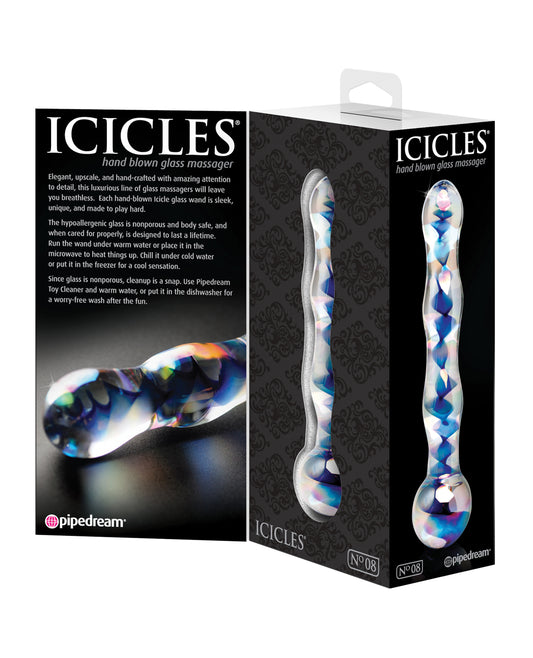 Icicles No.8-Blue Swirl 7" Dildo