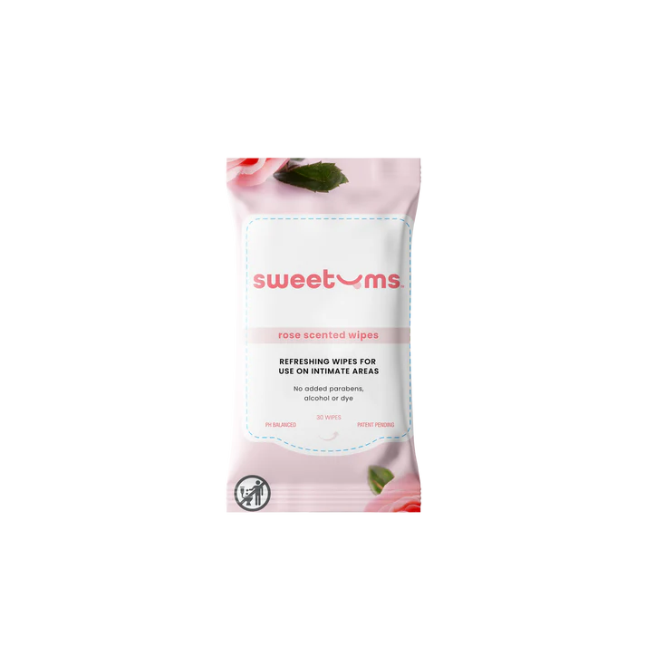 Sweetums Scented & Unflavored Wipes-Rose - 30 Pack