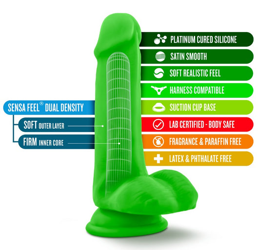 Neo Dual Density Dildo with Balls 6in