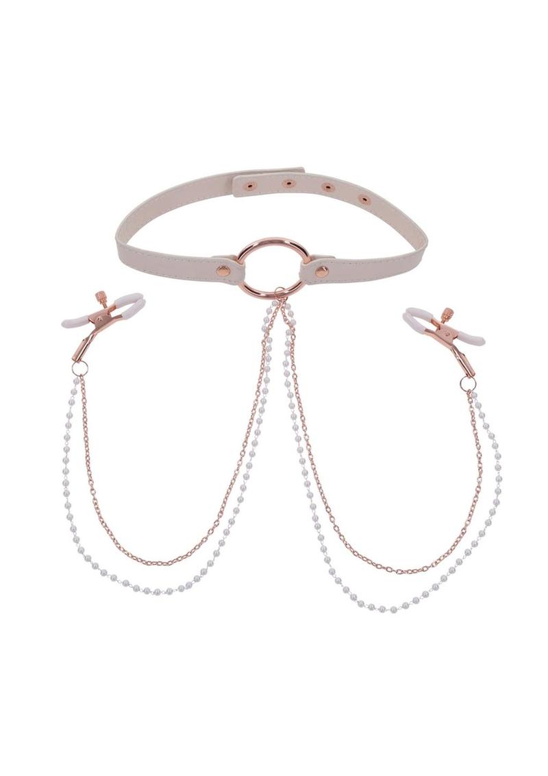 Sex & Miscielf Peaches 'n CreaMe Collar with Nipple Clamps