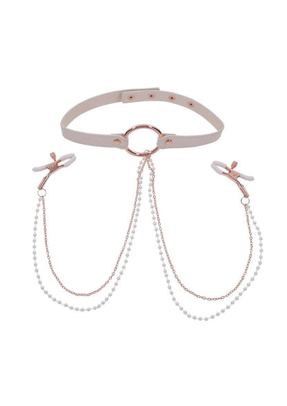 Sex & Miscielf Peaches 'n CreaMe Collar with Nipple Clamps