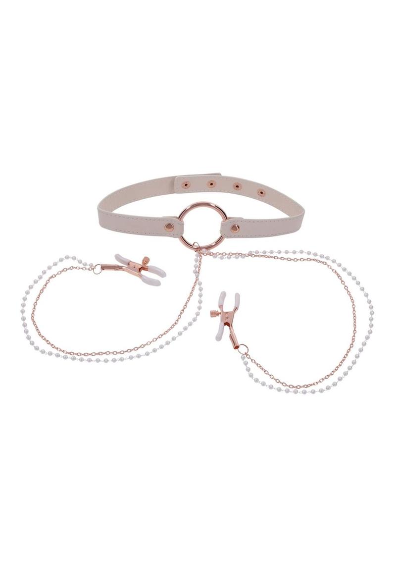 Sex & Miscielf Peaches 'n CreaMe Collar with Nipple Clamps
