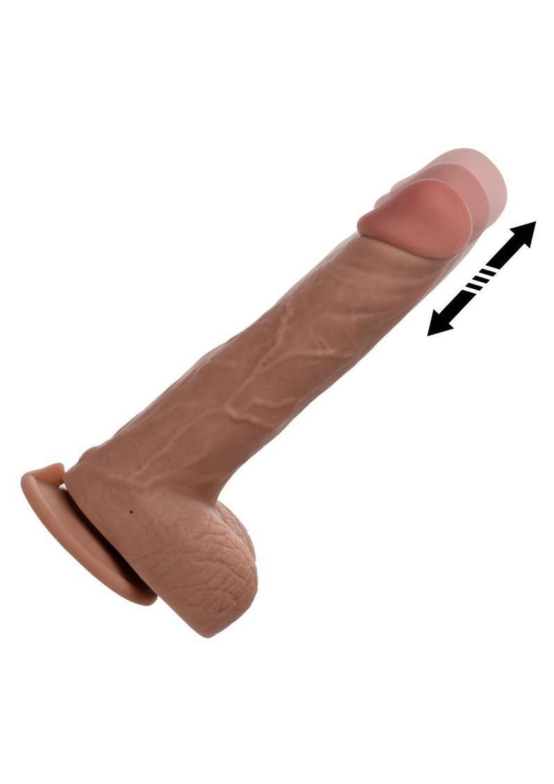 Working Stiff The Thrusting Jack Hammer Rechargeable Silicone Vibrating Dildo - Chocolate