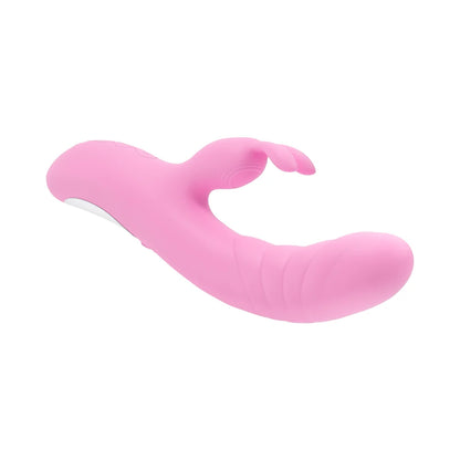 Playboy Rub Me Right Rechargeable Thrusting Dual Stimulator Silicone Pink Petal