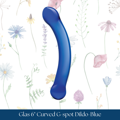 Glas 6" Curved G-spot Dildo-Blue