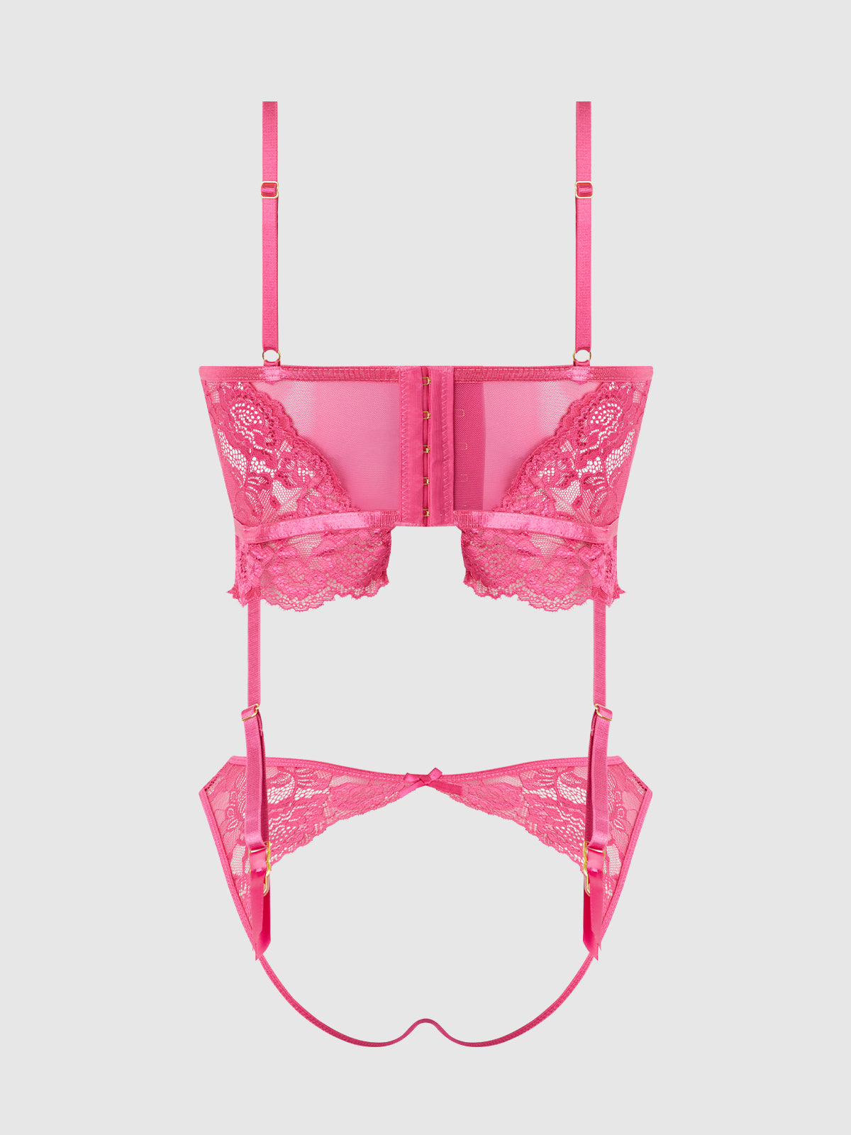 HARLOW LACE & MESH BUSTIER & BACKLESS HIPSTER SET