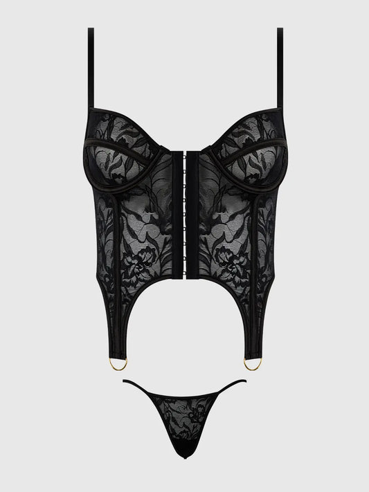 FLORA LACE BUSTIER & G-STRING SET