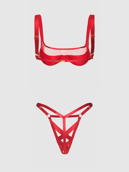 DEVON MESH LAYERED BRA & CRISS CROSS G-STRING