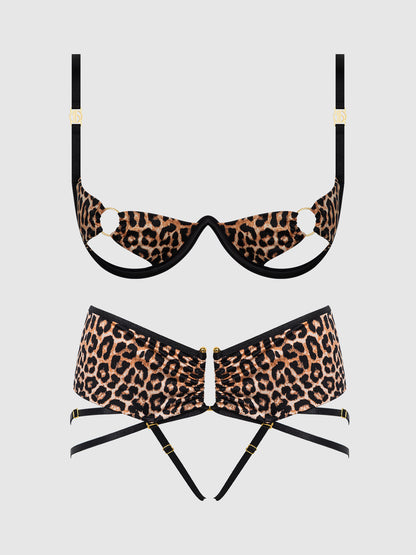 DEVON MICRO & O-RING OPEN BRA & CROTCHLESS THONG SET