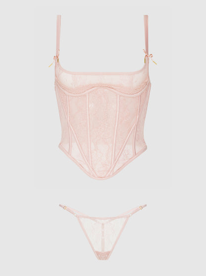 JOCELYN LACE UNDEREWIRE BUSTIER & G-STRING SET