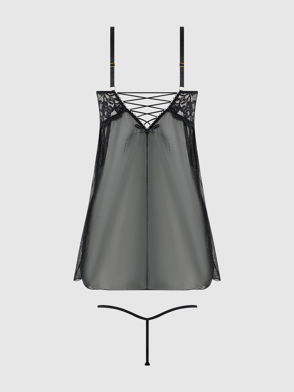 BELLA LACE & MESH BABYDOLL & G-STRING SET