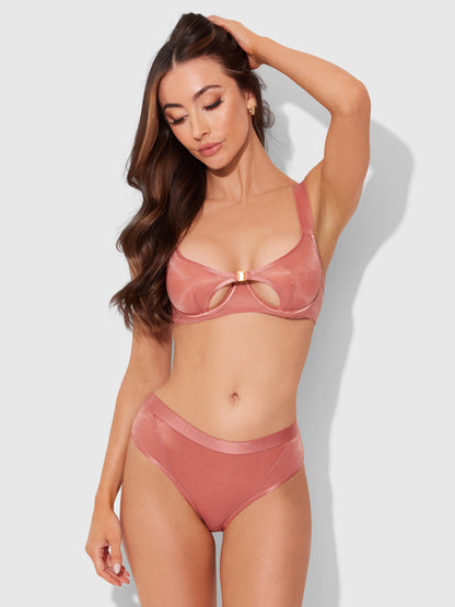 YVONE UNLINED CUTOUT MESH BRA & HIPSTER