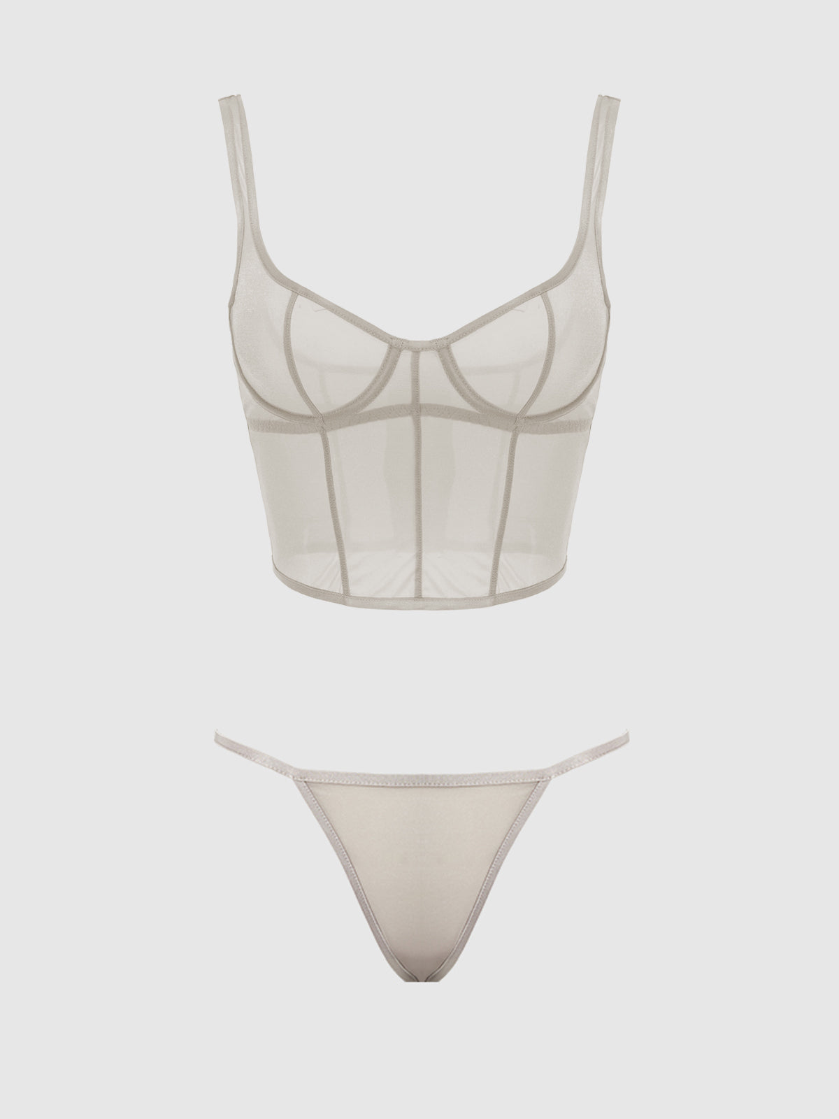 YVONE SHIMMER MESH BUSTIER & G-STRING SET