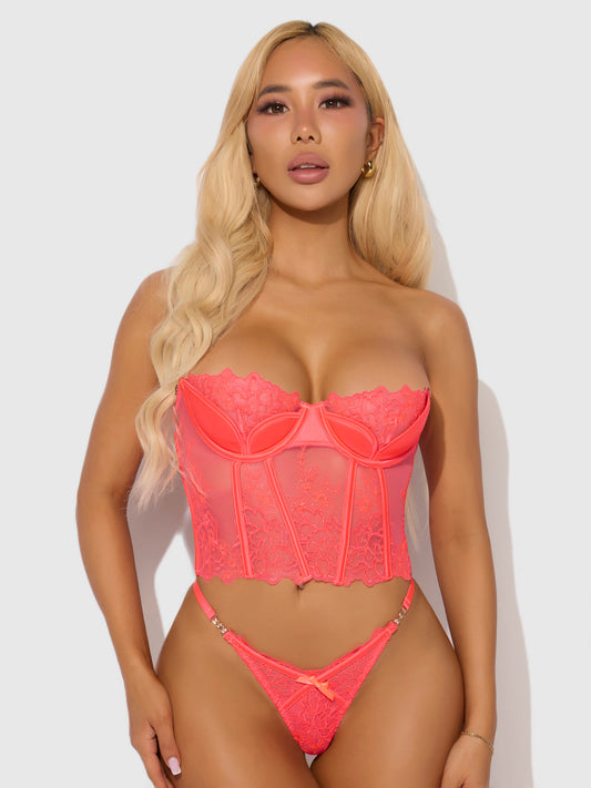 EDEN EMBROIDERED BUSTIER & TANGA SET
