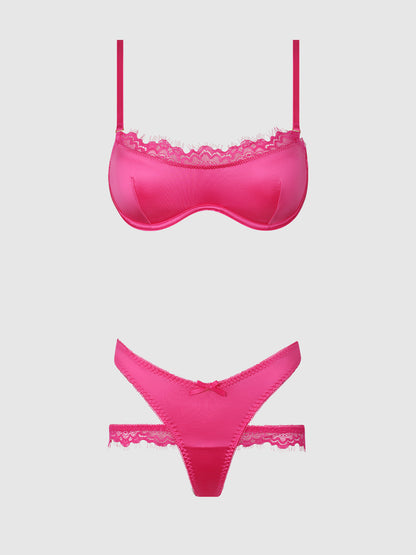 ISSADORA OILSLICK & LACE PUSH UP BRA & STRAPPY BACK TANGA