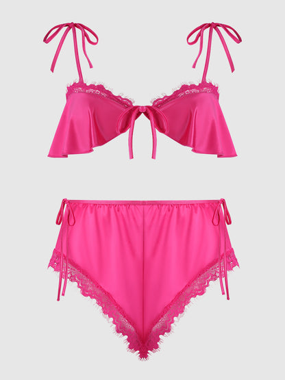 ISSADORA OILSLICK & LACE DROP OFF FLOUNCE TOP & PANTY