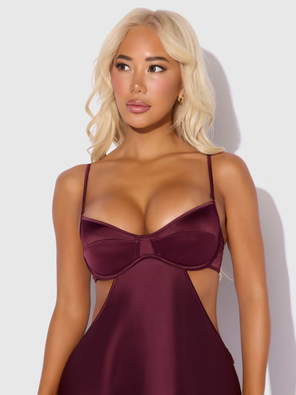 BRIGETA SATIN MONO WIRE LONG GOWN