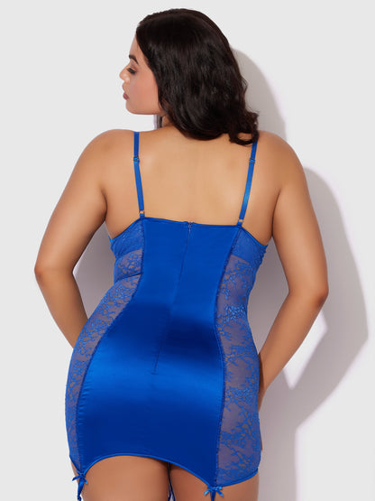 MADELINE SATIN & LACE CHEMISE & G-STRING SET