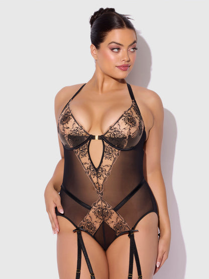 DELILAH EMBROIDERED OPEN BACK TEDDY