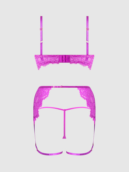 REANNA LACE & CHAIN BRA, GARTER & G-STRING SET