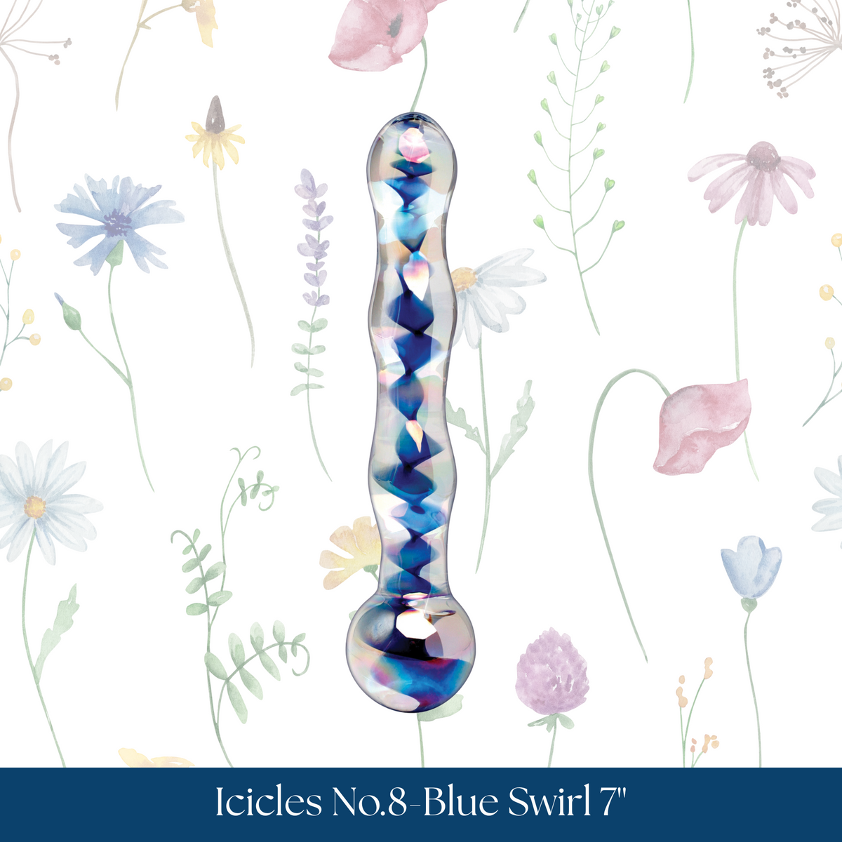 Icicles No.8-Blue Swirl 7" Dildo