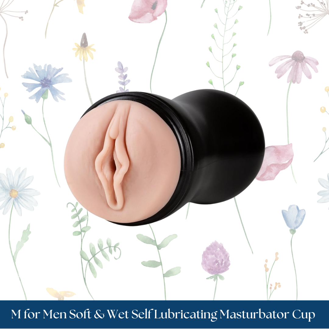 M for Men Soft & Wet Self Lubricating Masturbator Cup Ridge/Orb - Pussy - Vanilla