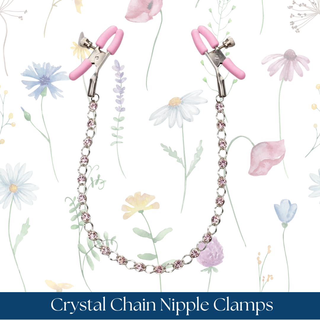 Nipple Play Crystal Chain Nipple Clamps - Pink