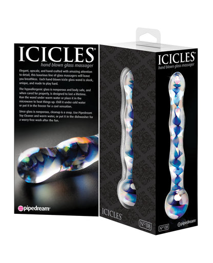 Icicles No.8-Blue Swirl 7" Dildo