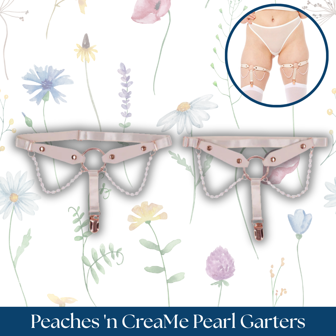 Sportsheets Sex & Mischief Peaches 'n CreaMe Pearl Garters