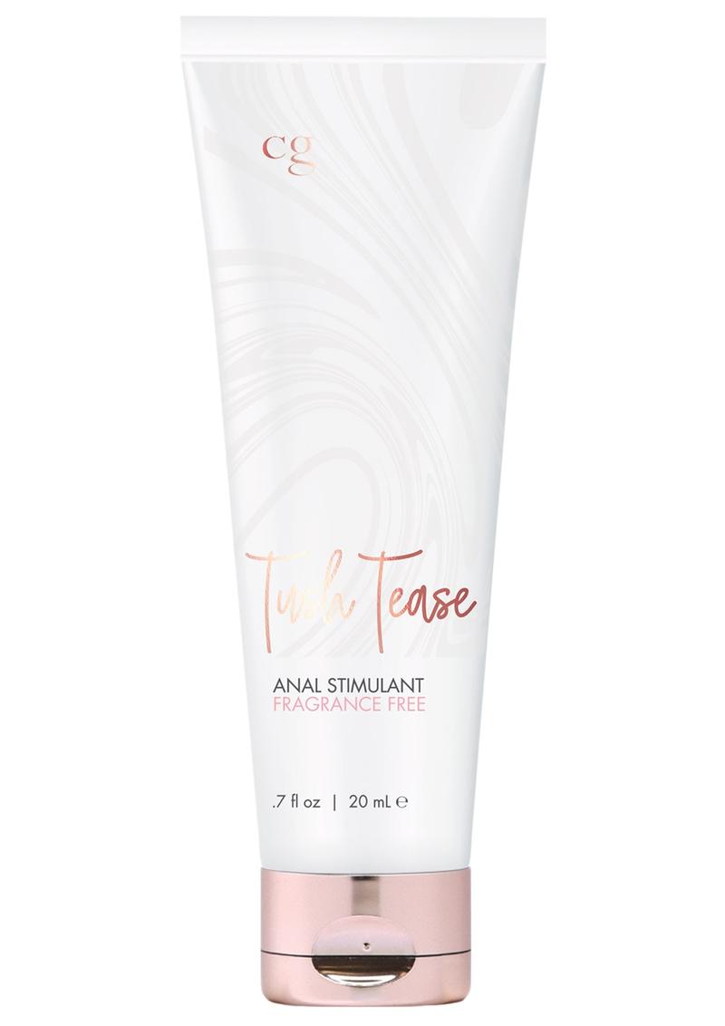 Tube of 'Tush Tease' anal stimulant on a white background